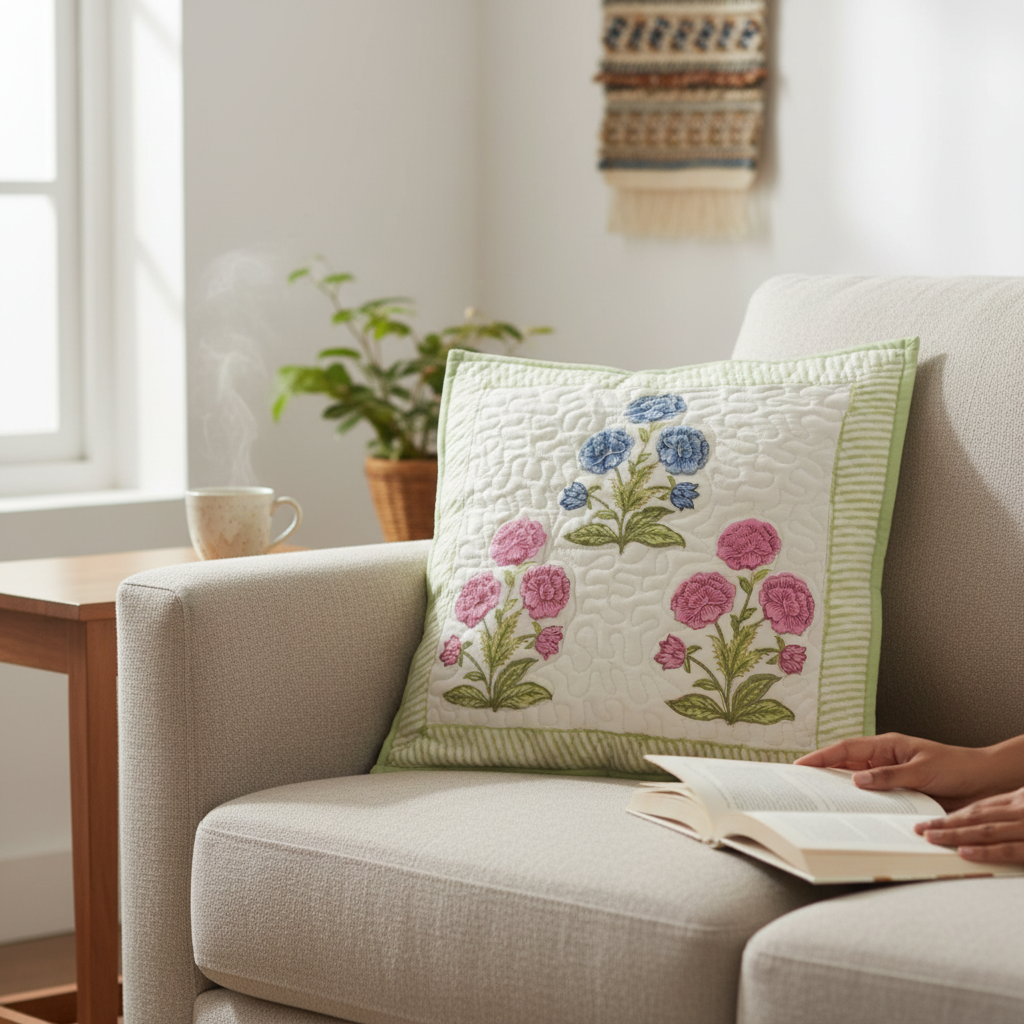 Garden Handblock Cushion Cover (Set of 2)