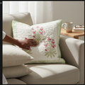 Sage Floral Handblock Cushion Cover (Set of 2)