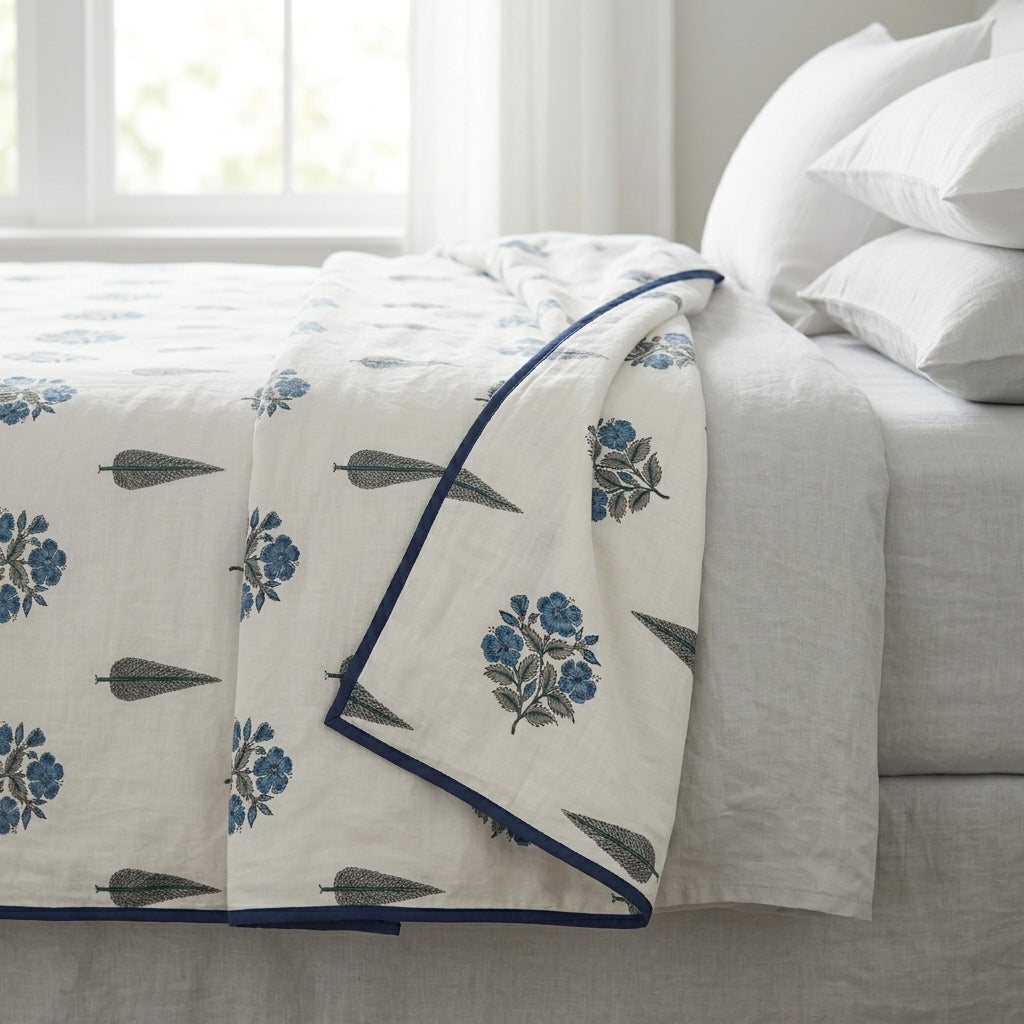 Indigo Bloom Mul Dohar (Double)