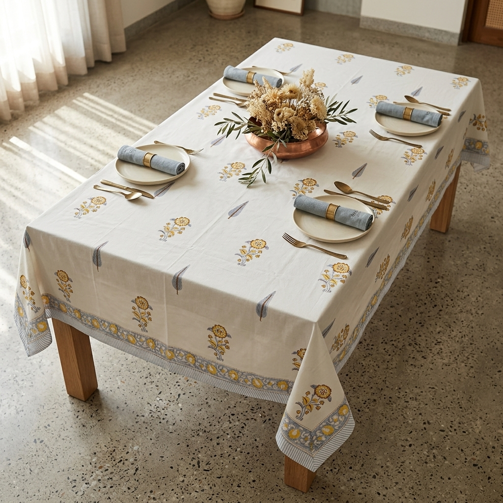 Basanti Bagh Table Cover (6 Seater)
