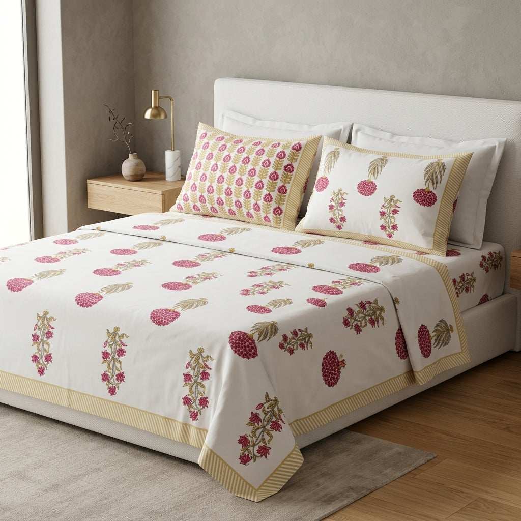 Basant Bahar King Size Bedsheet