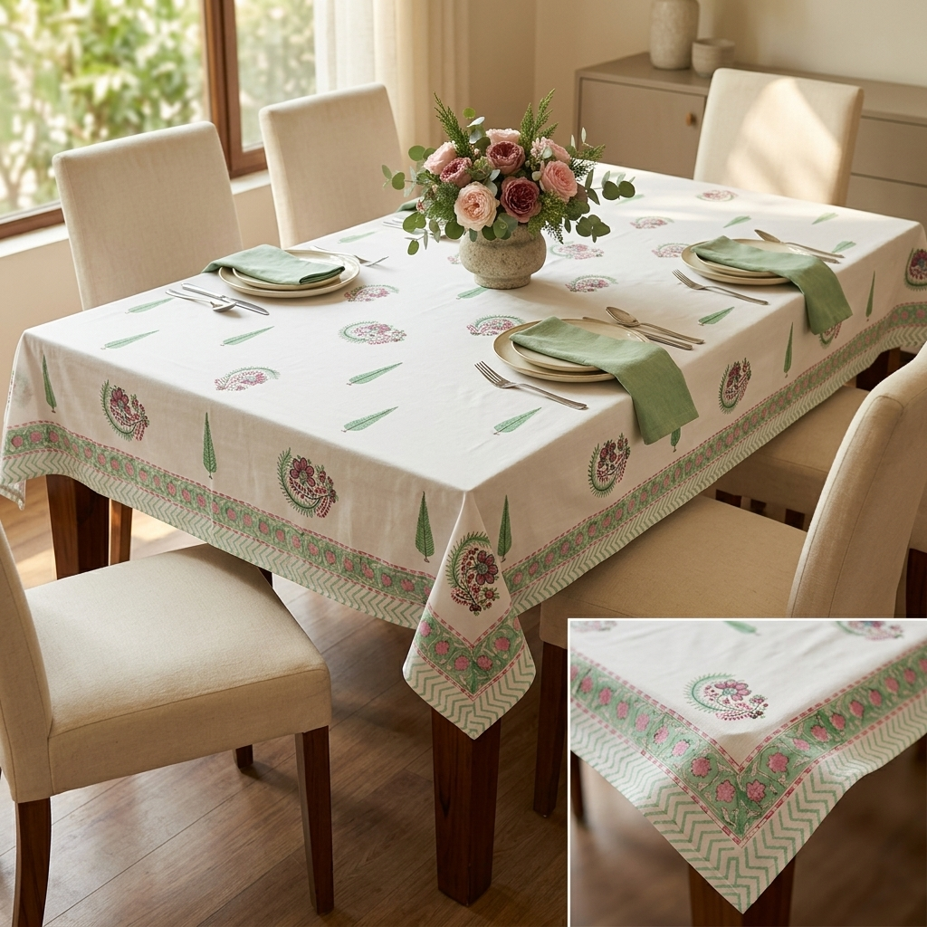 Gulabi Bagh Table Cover (6 Seater)