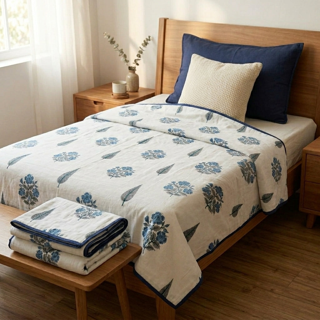 Indigo Bloom Mul Dohar (Single) - 2 Pcs