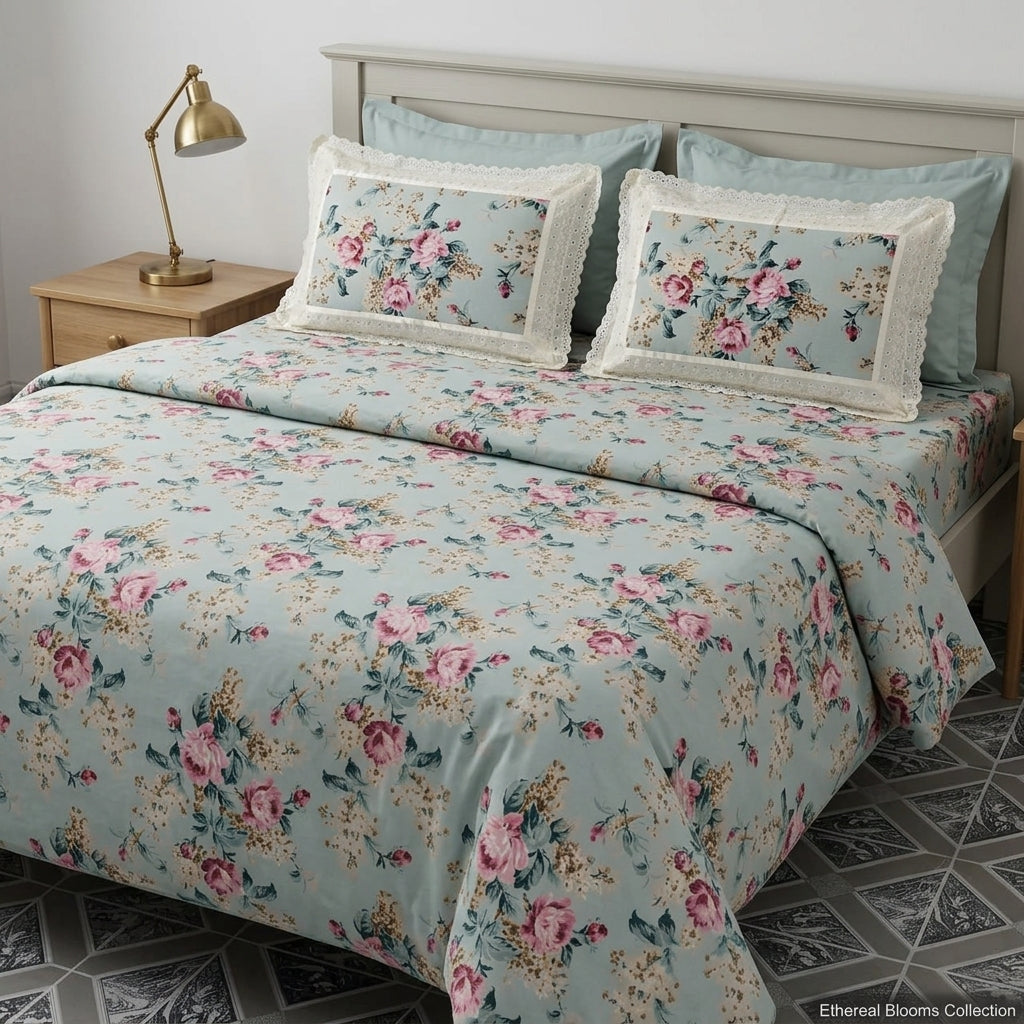 Teal Garden Rose – King Size