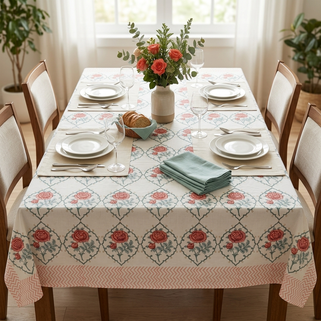 Gulab Jaali Table Cover (6 Seater)