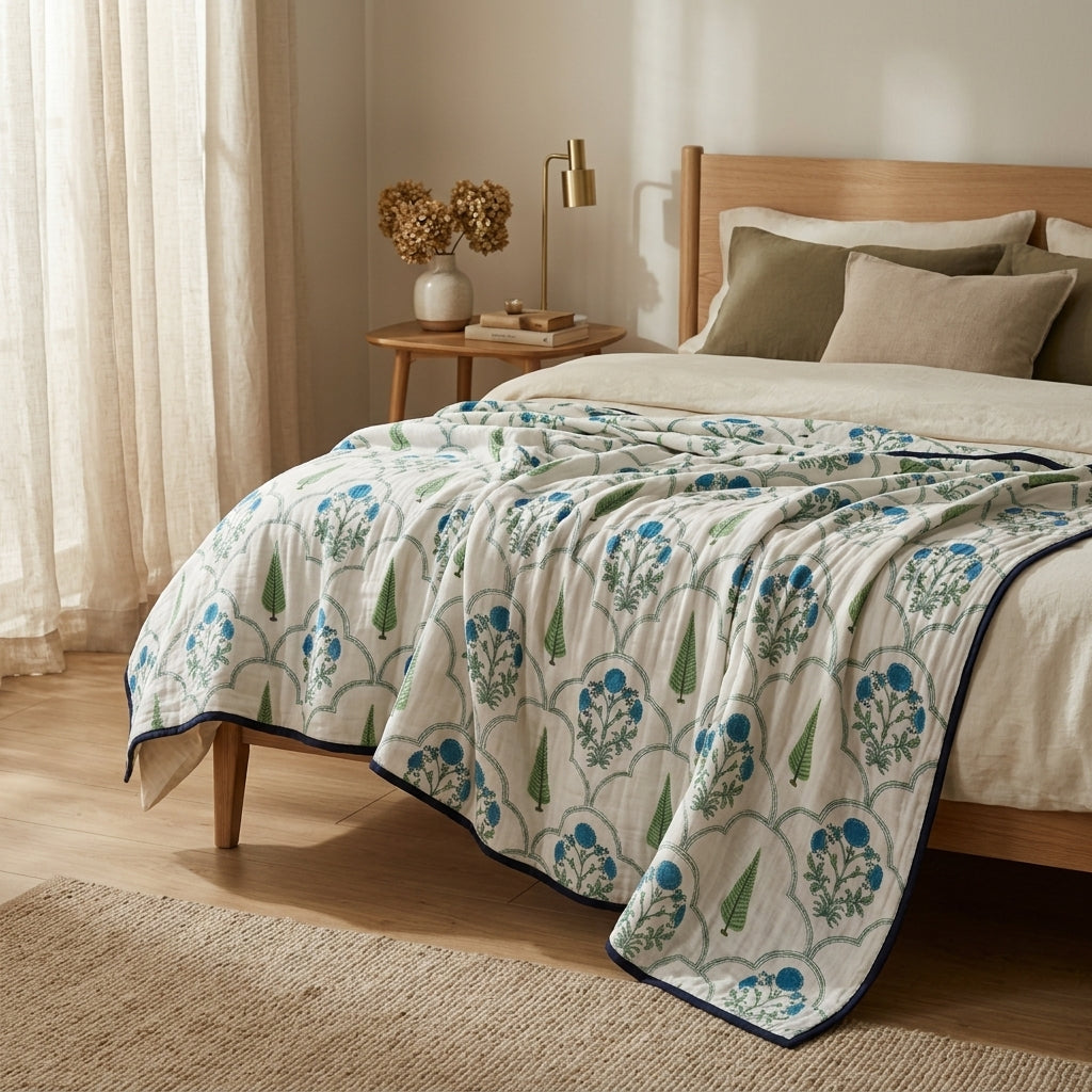 Teal Bloom Jali Mul Dohar (Double)