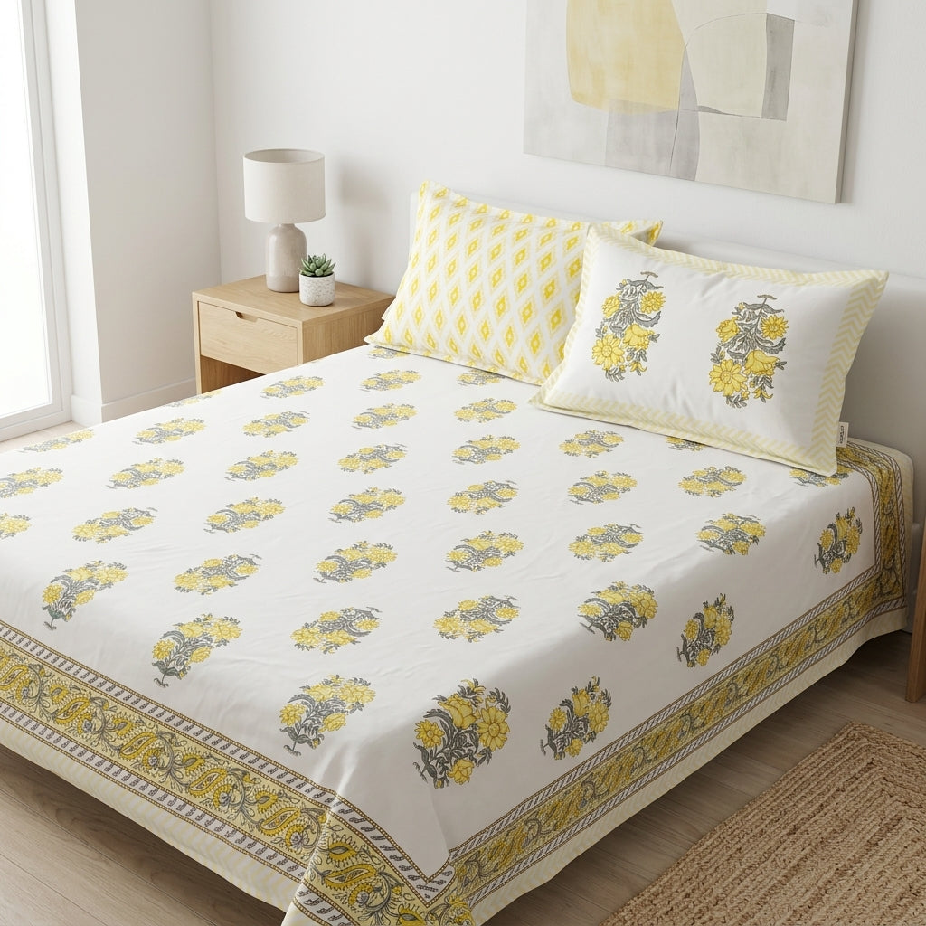 Gulbahar White King Size Bedsheet