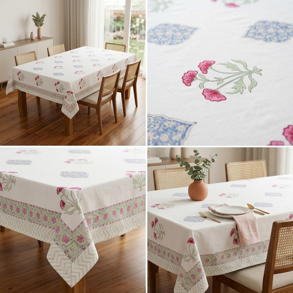 Neeli Boond Bagh Table Cover (6 Seater)