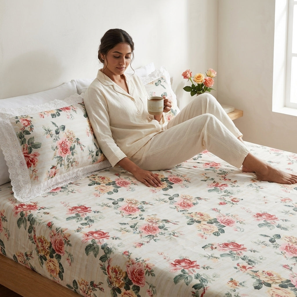 English Rose Cotton Bedsheet