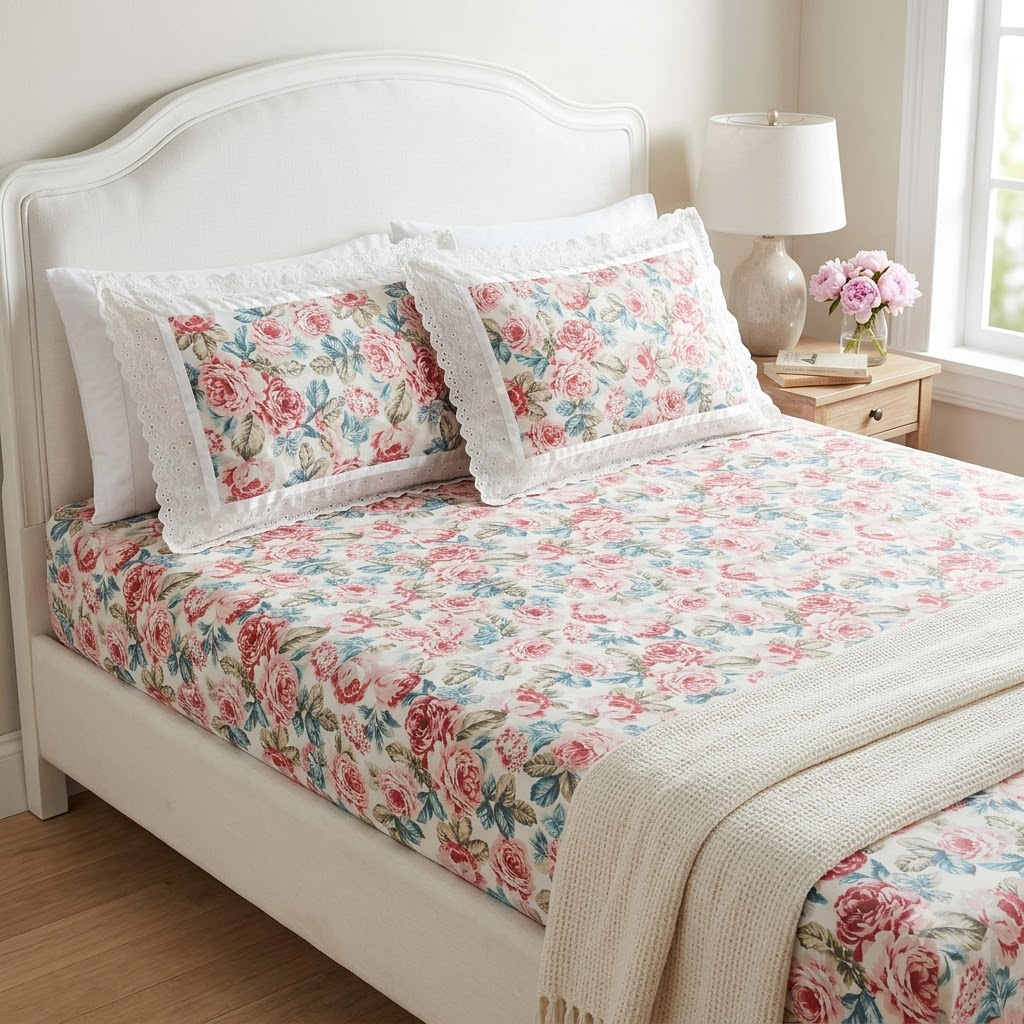 Surkh Rose Bedsheet - King size Bedsheet