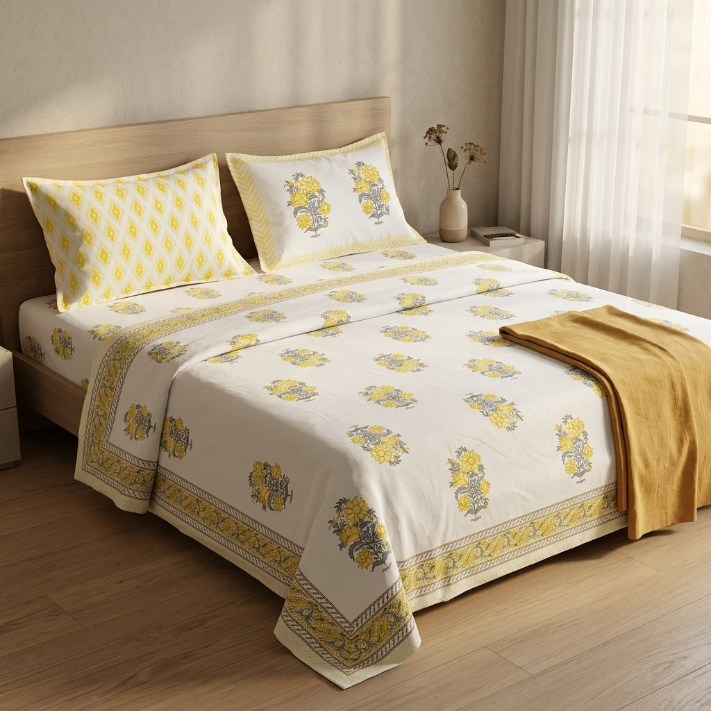 Gulbahar White King Size Bedsheet