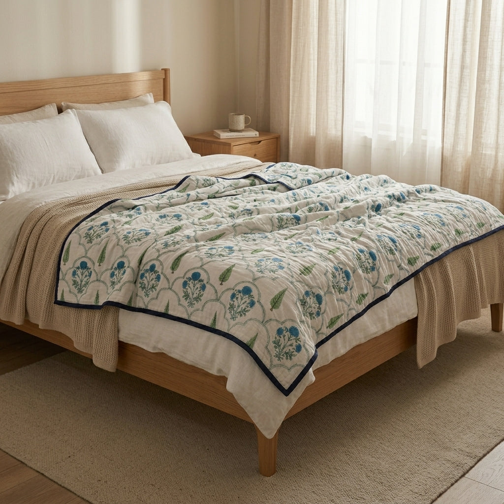 Teal Bloom Jali Mul Dohar (Double)