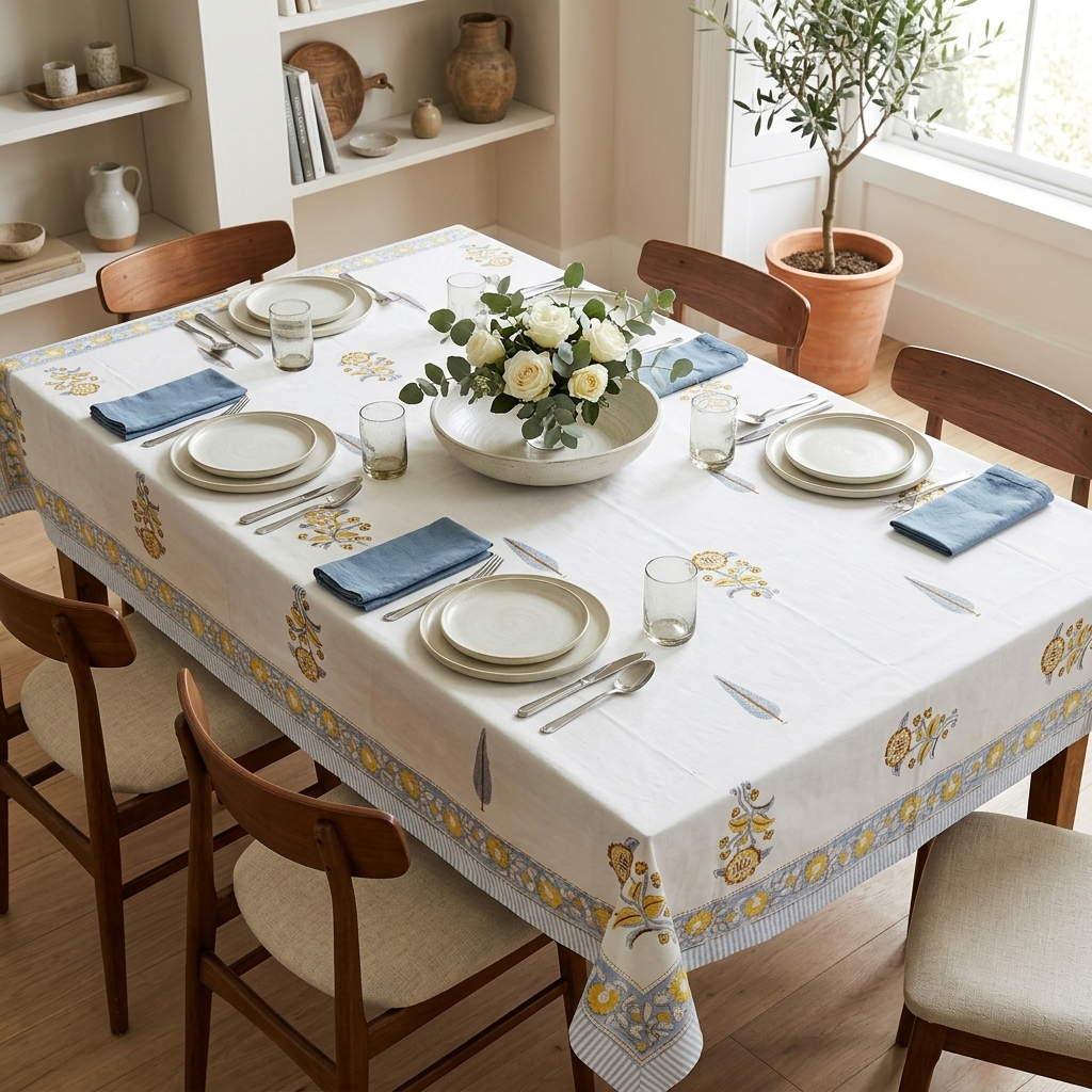 Basanti Bagh Table Cover (6 Seater)