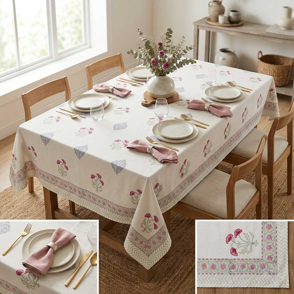 Neeli Boond Bagh Table Cover (6 Seater)