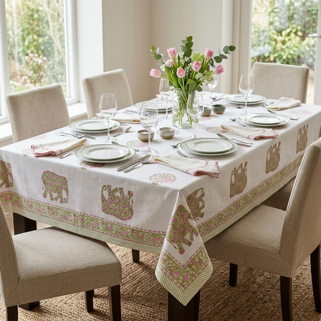 Hathi Mor Bagh Table Cover (6 Seater)