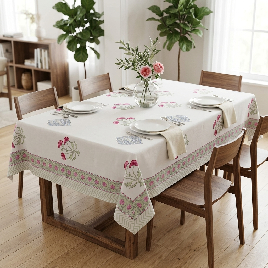 Neeli Boond Bagh Table Cover (6 Seater)