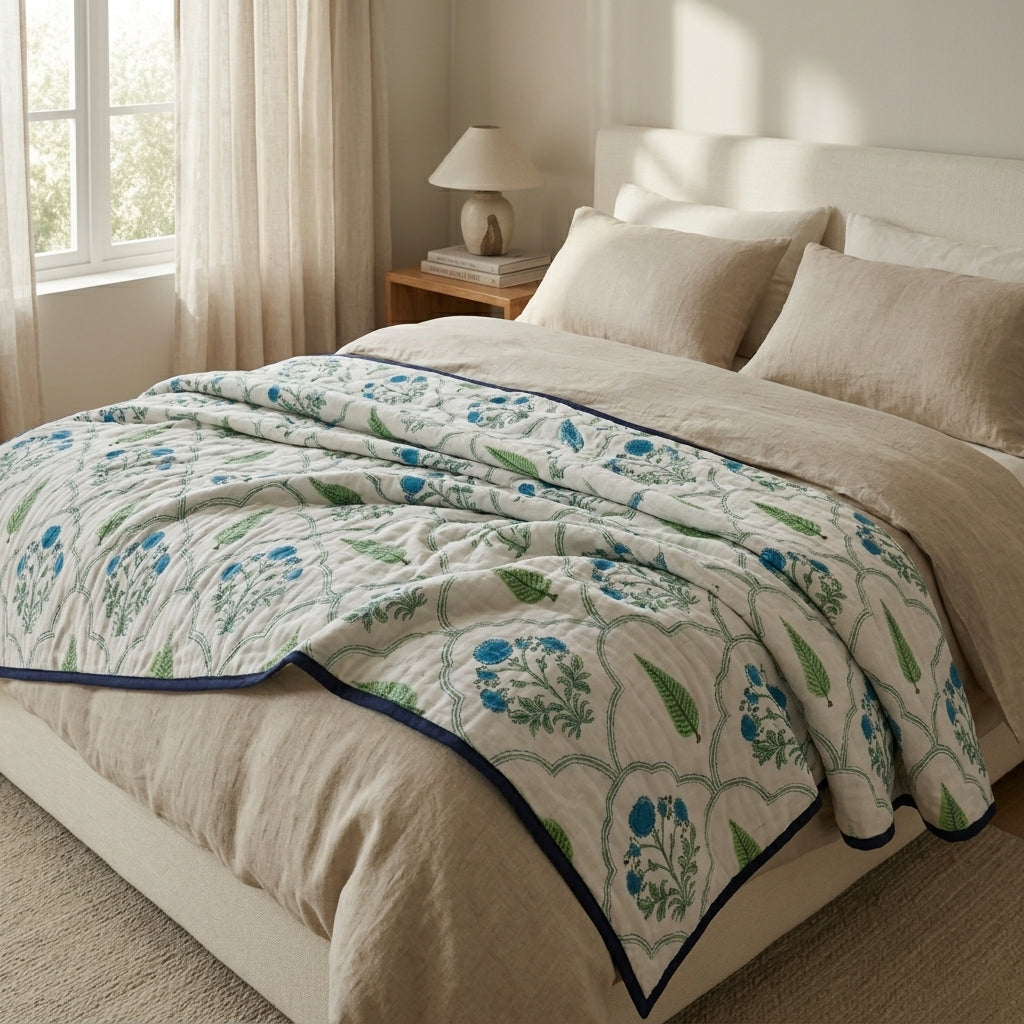 Teal Bloom Jali Mul Dohar (Double)