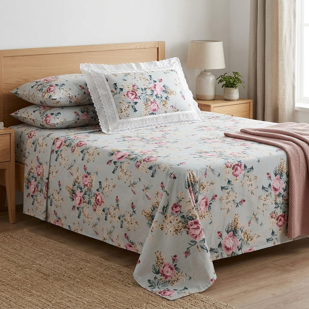 Teal Garden Rose – King Size