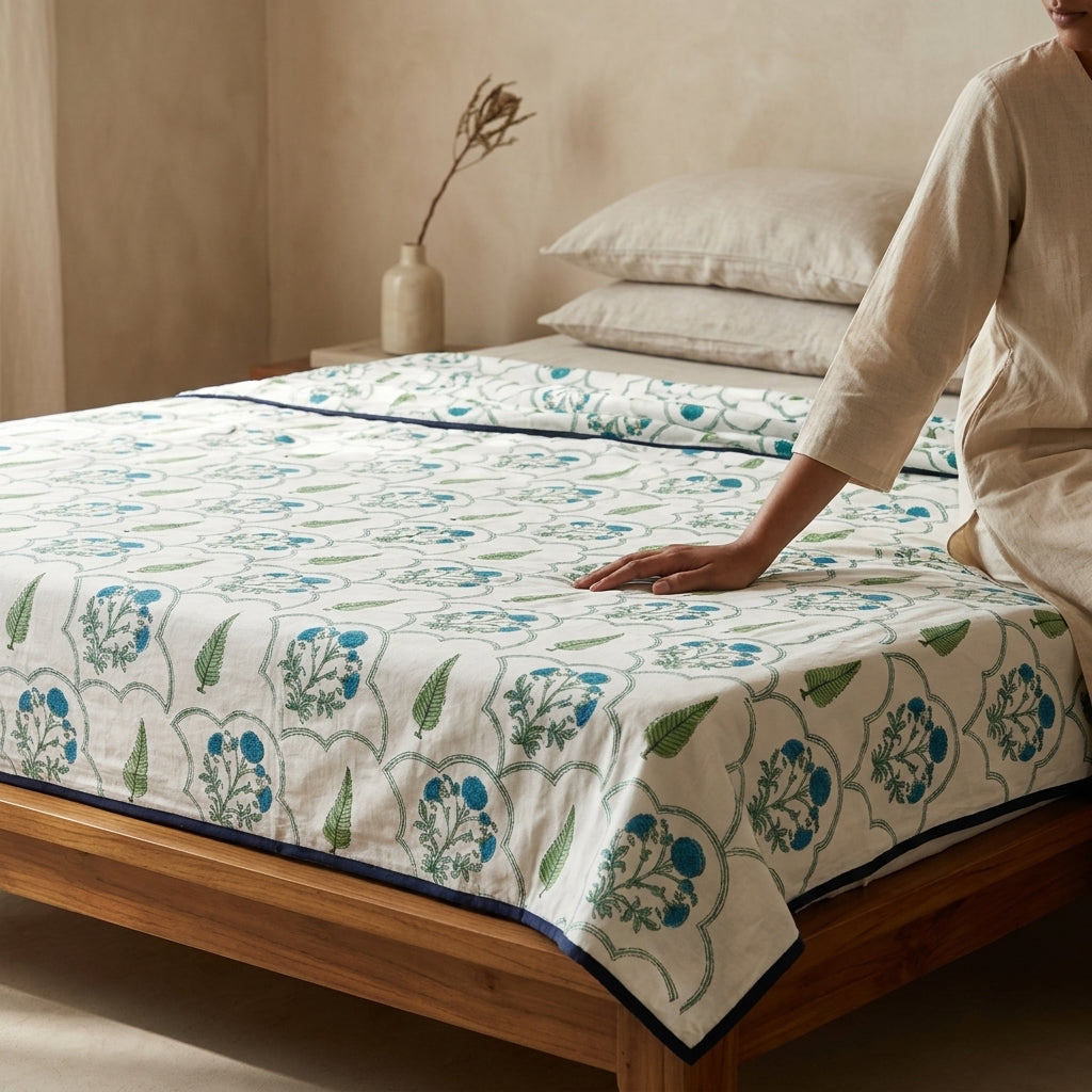 Teal Bloom Jali Mul Dohar (Double)