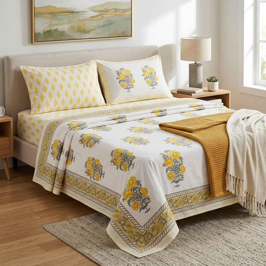 Gulbahar White King Size Bedsheet
