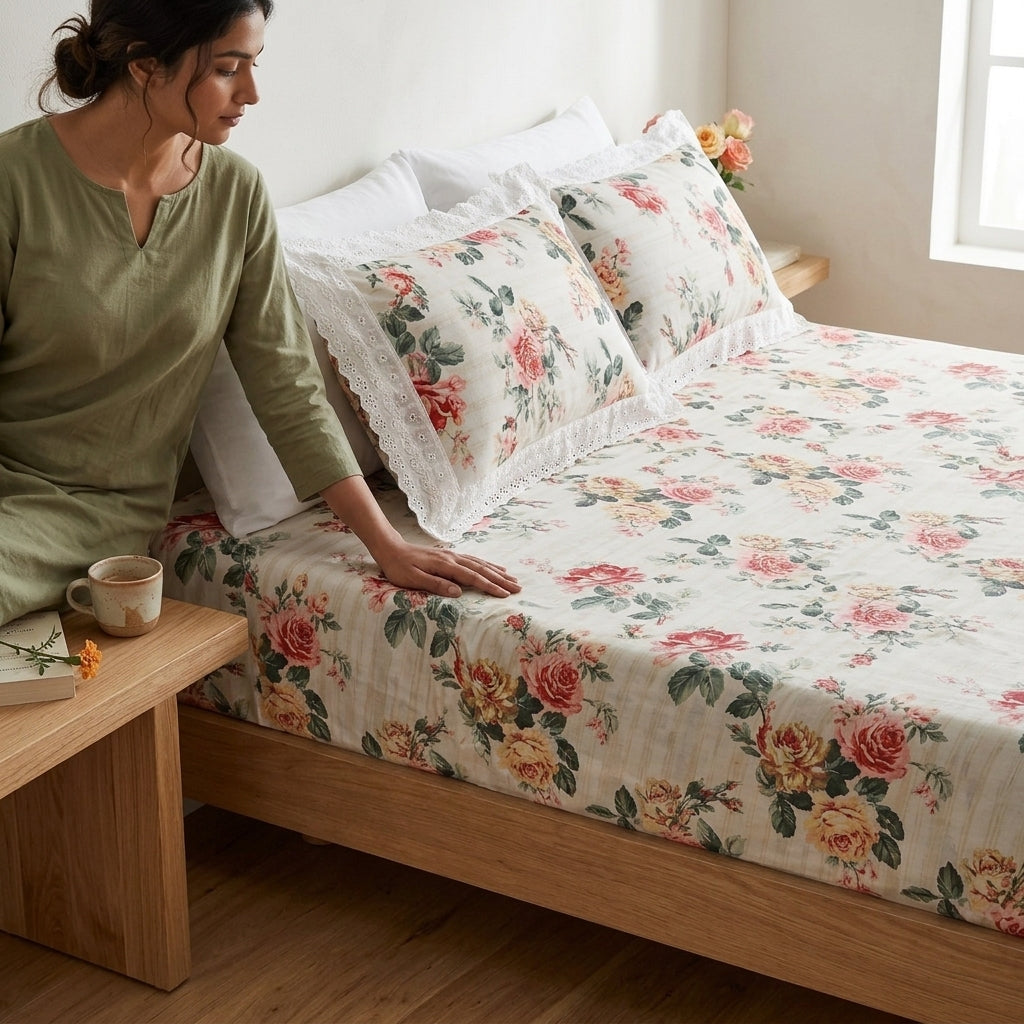 English Rose Cotton Bedsheet