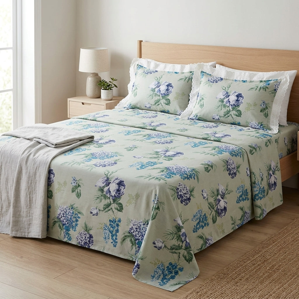 Blue Mist Cotton Bedsheet Set