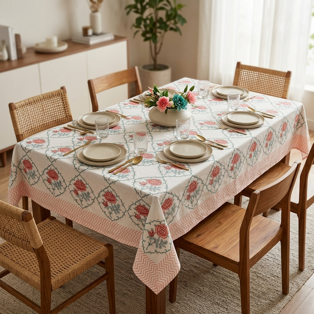 Gulab Jaali Table Cover (6 Seater)
