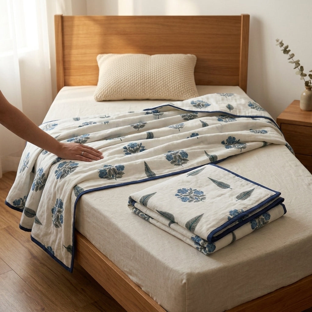 Indigo Bloom Mul Dohar (Single) - 2 Pcs