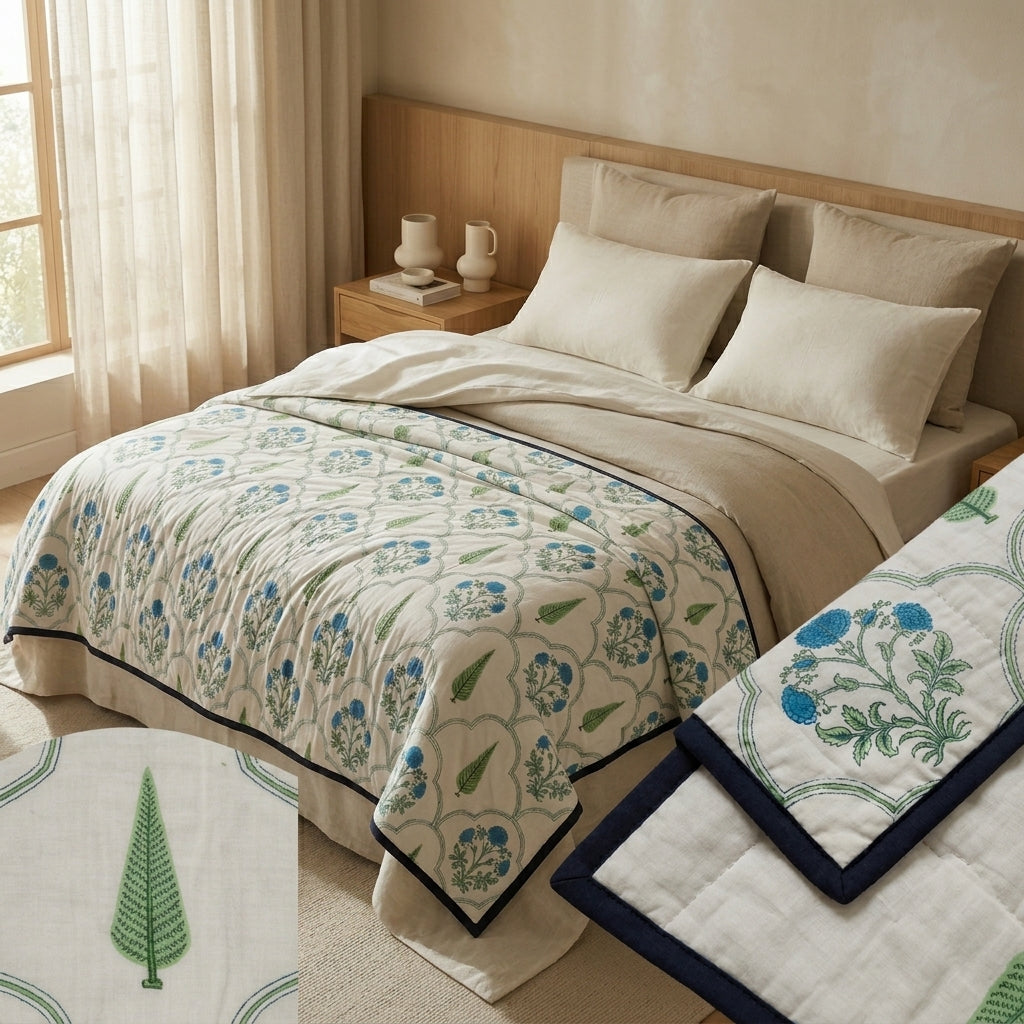 Teal Bloom Jali Mul Dohar (Double)