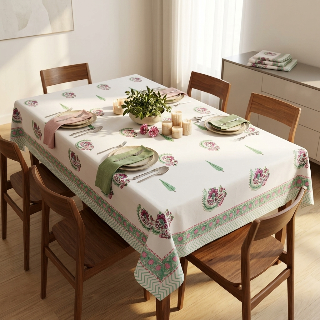 Gulabi Bagh Table Cover (6 Seater)