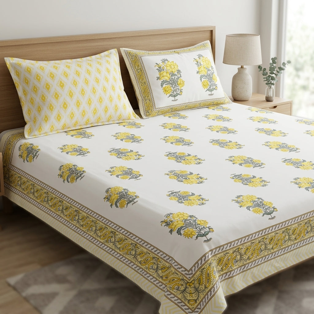 Gulbahar White King Size Bedsheet