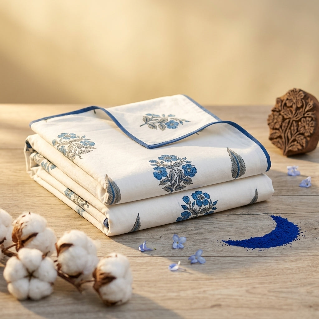 Indigo Bloom Mul Dohar (Single) - 2 Pcs
