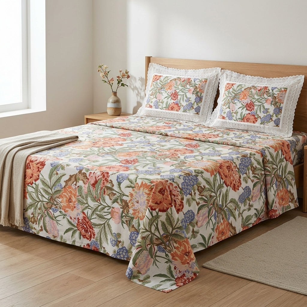 Coral Garden Cotton Bedsheet