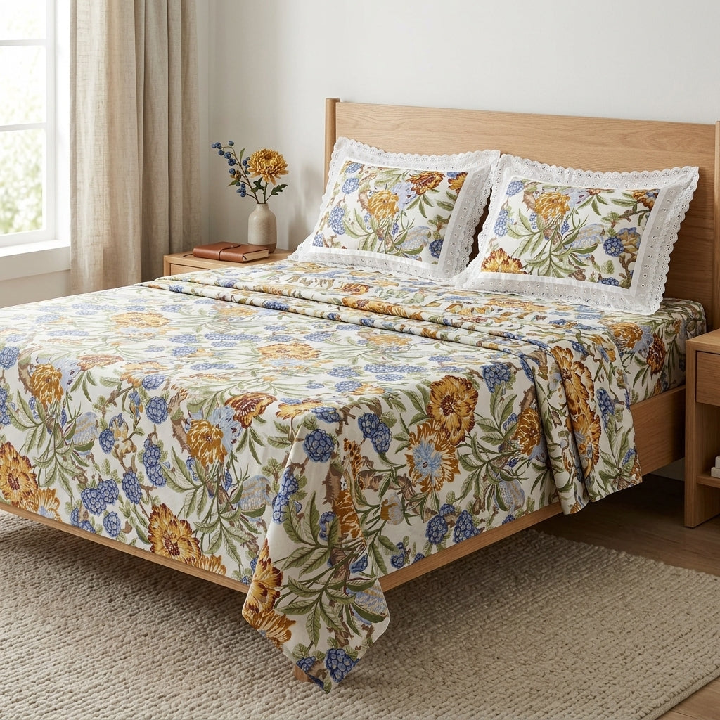 Golden Orchard Cotton Bedsheet