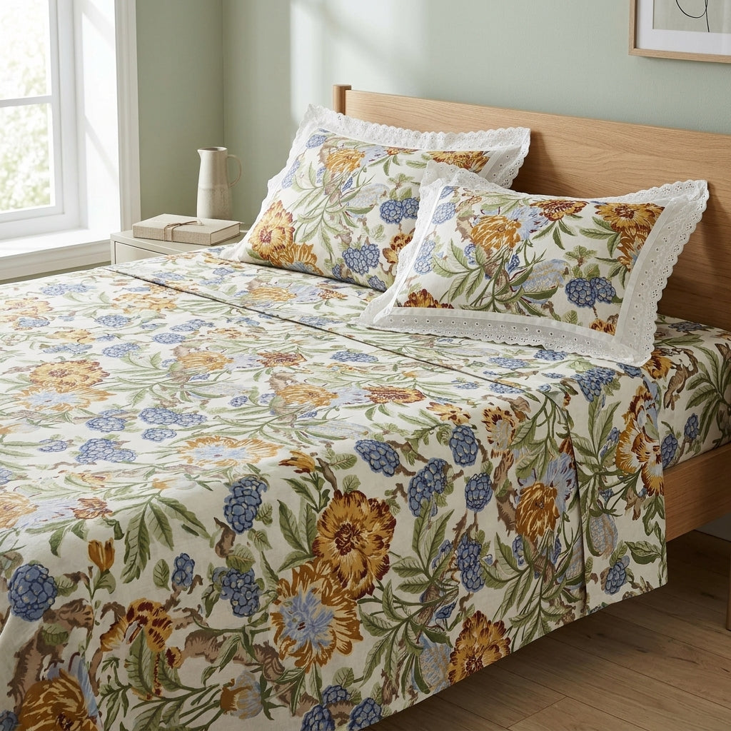Golden Orchard Cotton Bedsheet