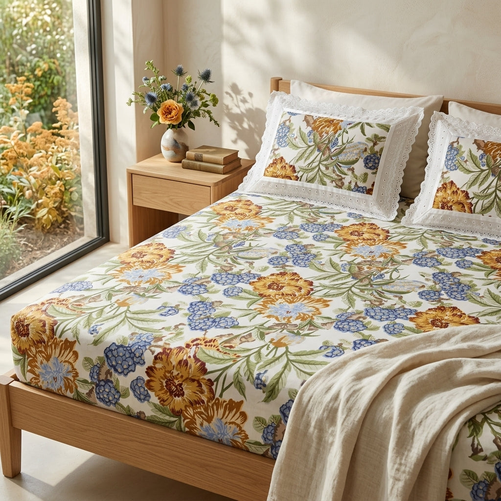 Golden Orchard Cotton Bedsheet