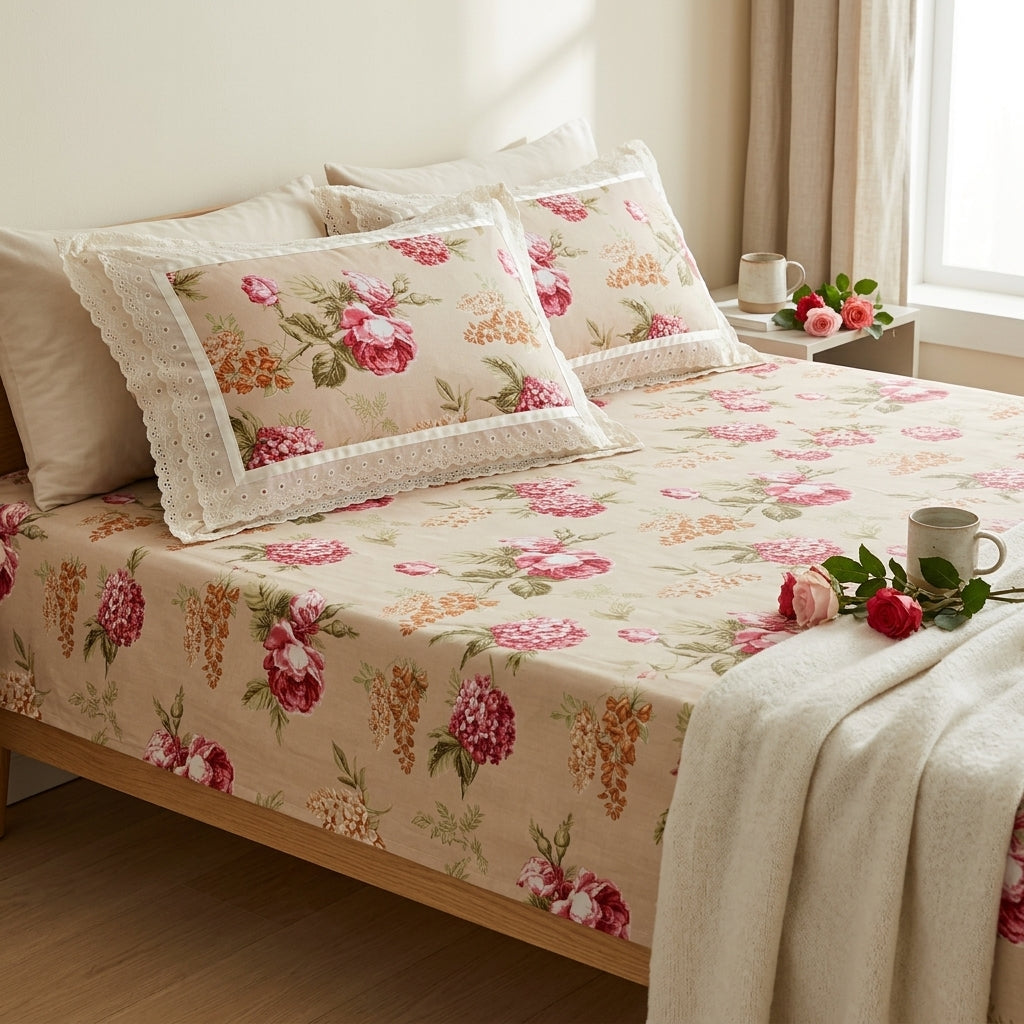Vintage Bloom Cotton Bedsheet