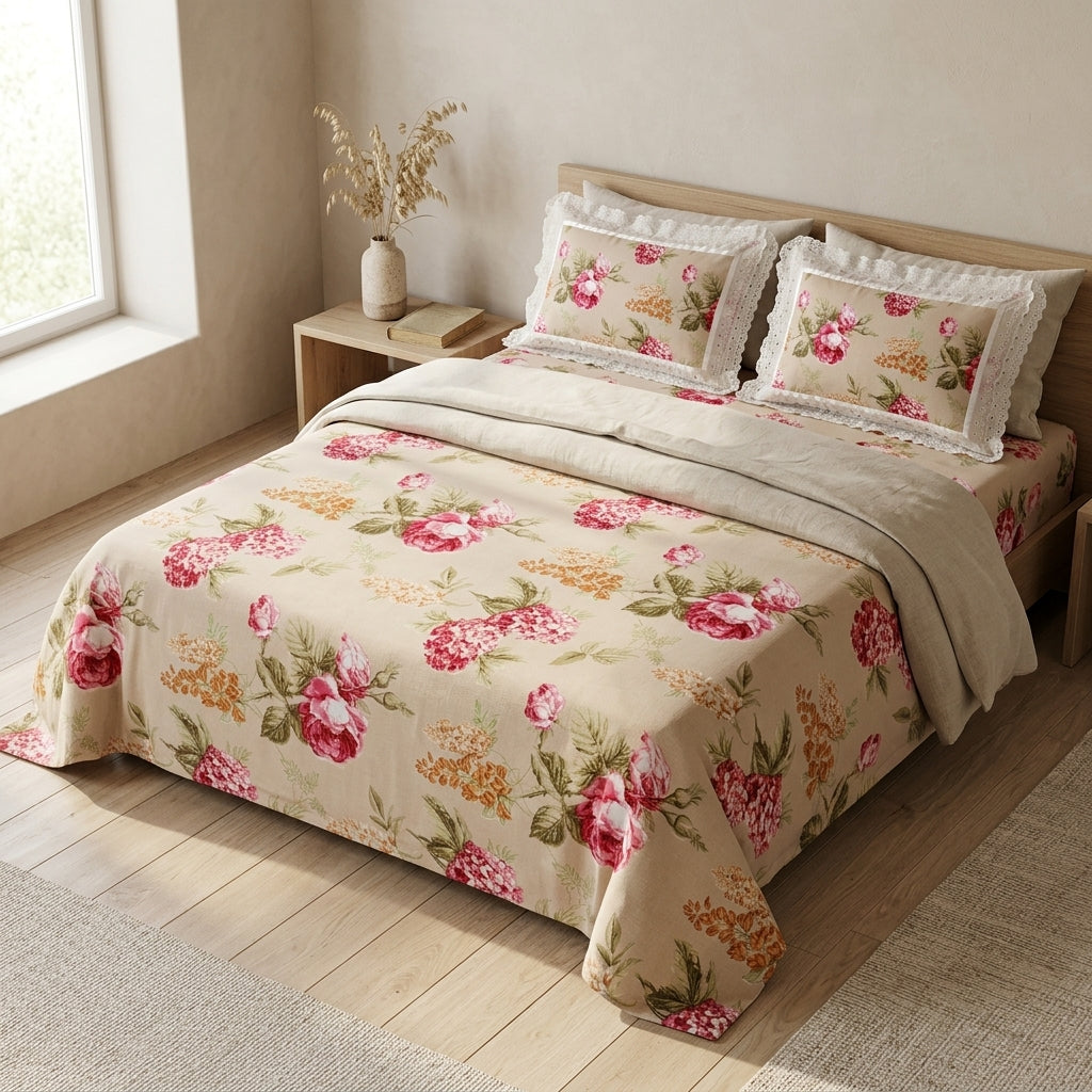 Vintage Bloom Cotton Bedsheet