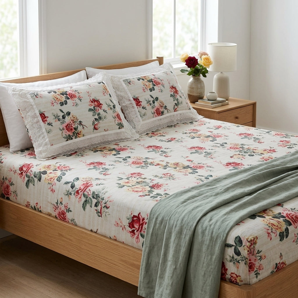 English Rose Cotton Bedsheet