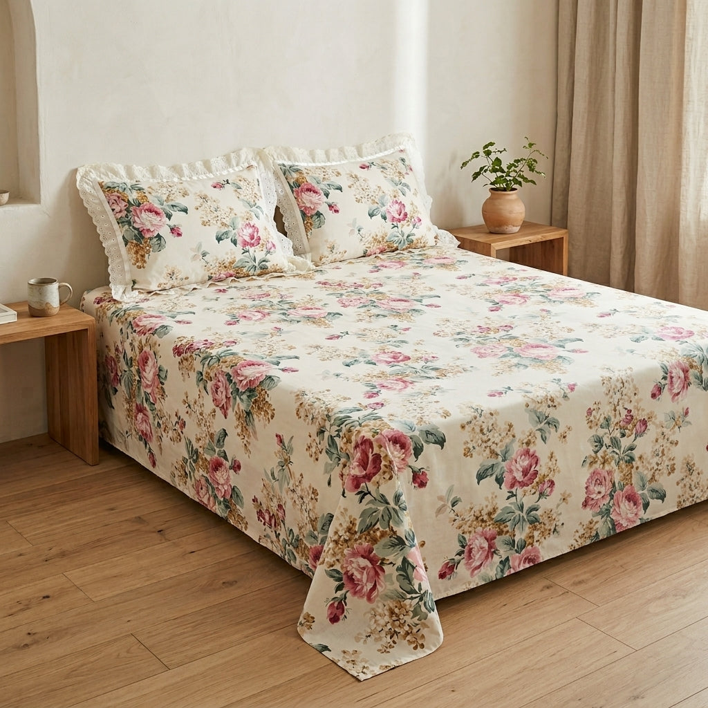 Old Rose Cotton Bedsheet