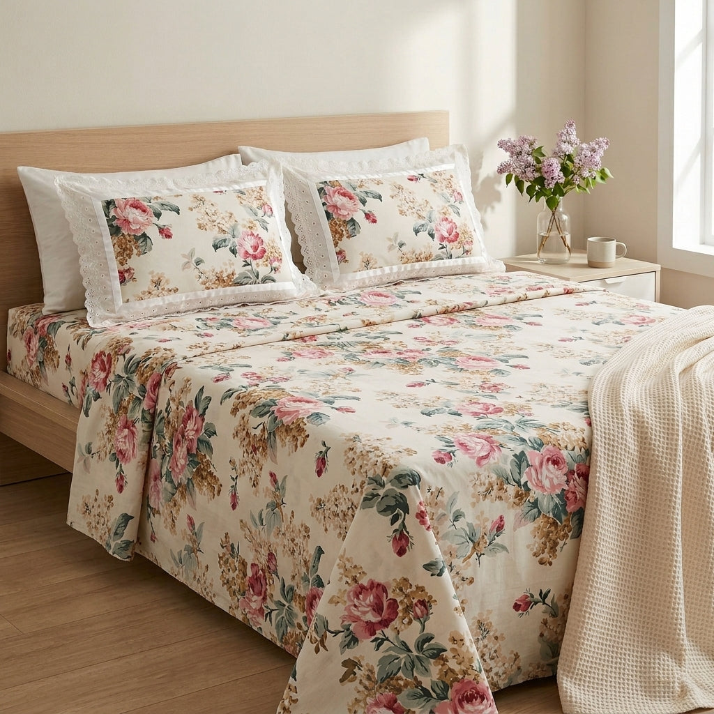 Old Rose Cotton Bedsheet