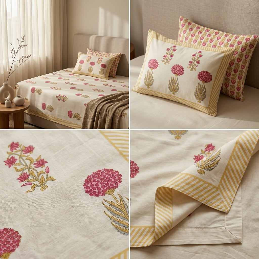 Basant Bahar King Size Bedsheet
