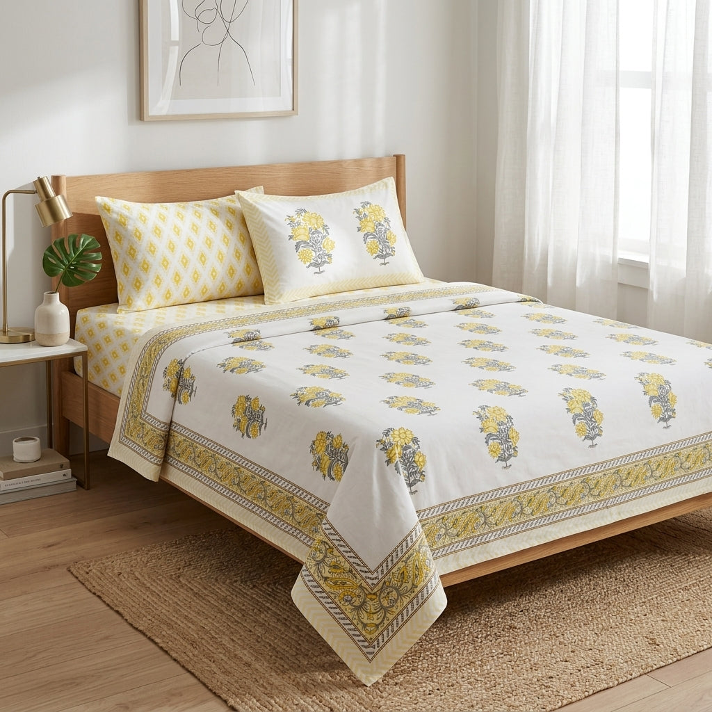 Gulbahar White King Size Bedsheet