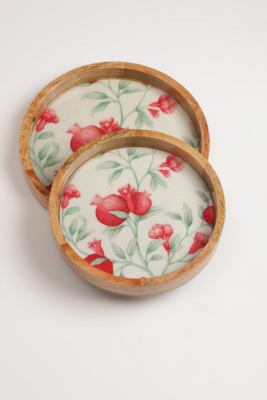 Pomegranate Charm Round Tray (set of 2)